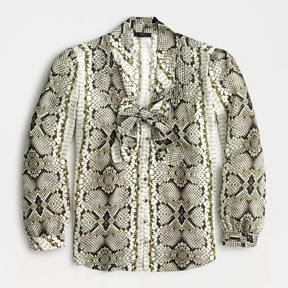 J. Crew Drapey Tie Neck Snakeskin Blouse Size 6 NWT - Picture 2 of 12